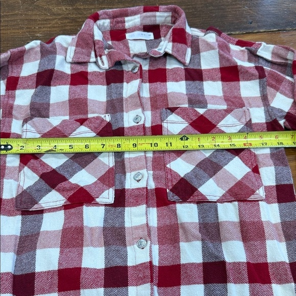 Zara Kids Red and White Plaid Button Down Flannel 100% Cotton Shirt Size 13 14 - Picture 4 of 9